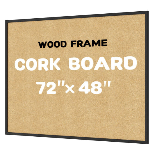 INNOVART Extra Large Cork Bulletin Board 72" X 48" with 40 Push Pins, Corkboard with Natural Wood Frame, Notice Board for Wall, Wall Mount Framed Pin Board for Home, Office, School