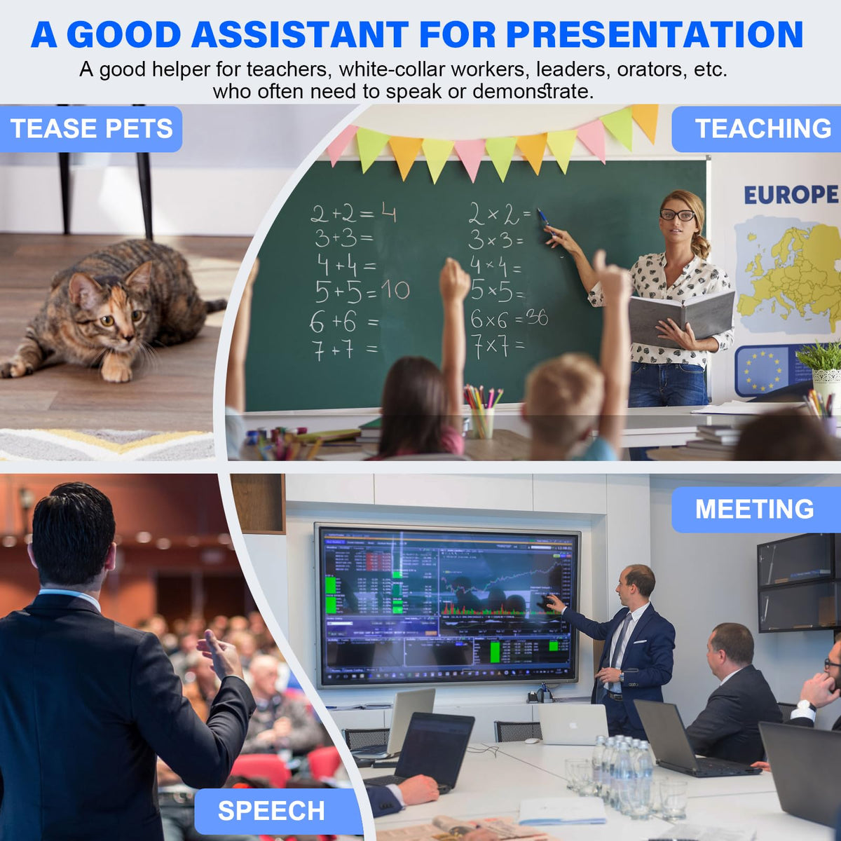 2-in-1 USB Type C Presentation Clicker Wireless Presenter Remote with Laser Pointer, RF 2.4GHz USB C PowerPoint Clicker Slide Advancer for Computer/Mac/Laptop