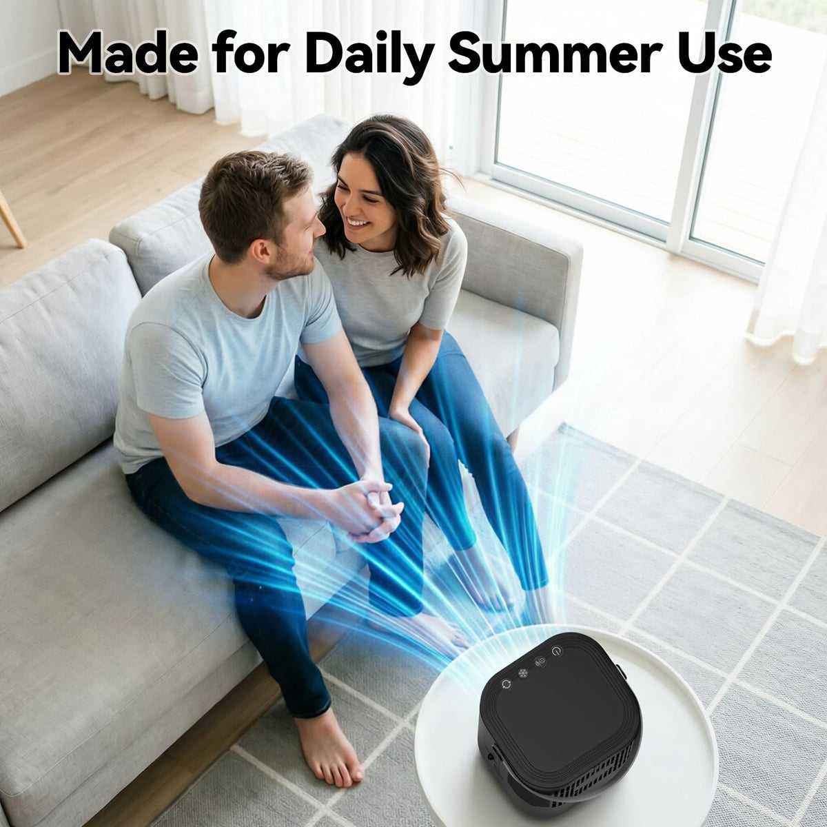 Portable Air Conditioners, 4-in-1 Mini Small Air Conditioner Evaporative Air Cooler Fan with 1000ml Water Tank, 3 Speeds & 7 LED Lights, Personal Mini AC with Timer for Bedroom, Desktop, Home, Office