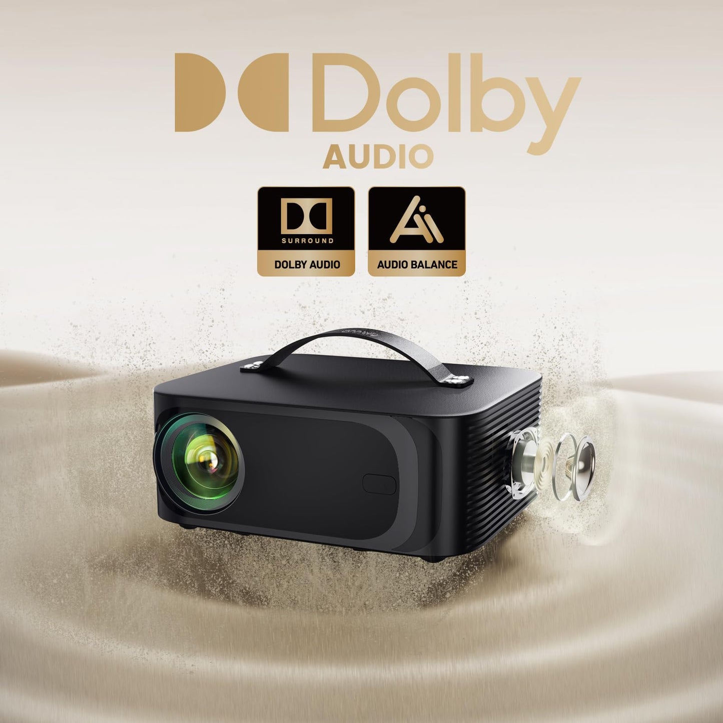 [Official Licensed APPs] Outdoor-Projector-4K with Wifi6 and Bluetooth, Smart TV OS & DoIby Audio, Portable Projector with YouTube/PrimeVideo, ONOAYO 1080P Proyector with 300'' Display