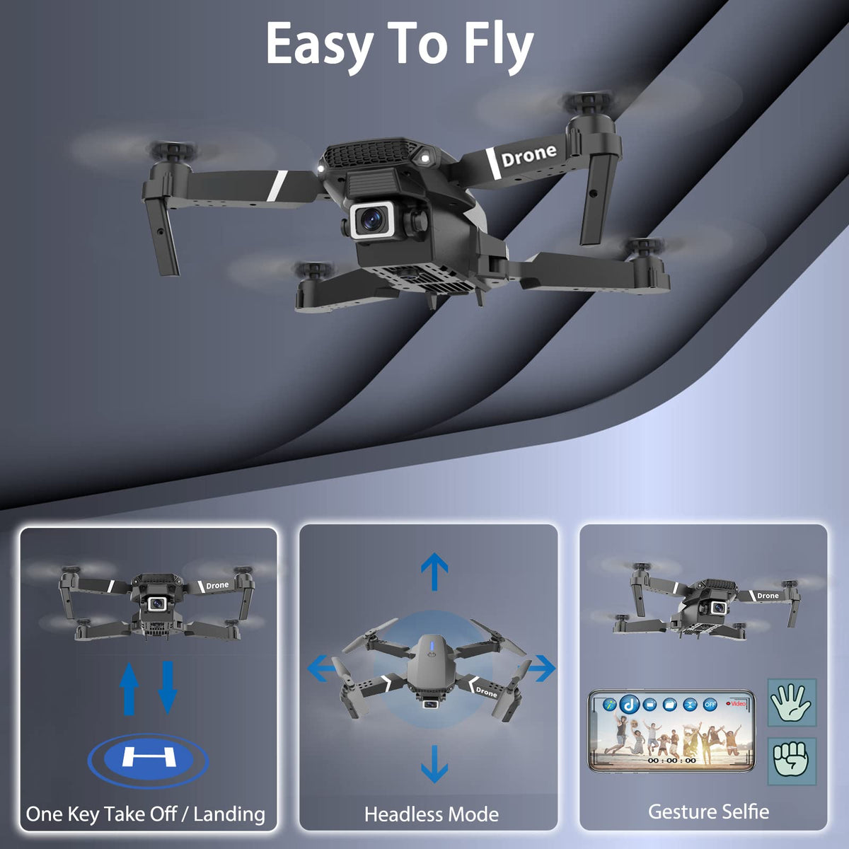 MOCVOO Drone With Camera for Adults Beginners Kids, Foldable RC Quadcopter, Toys Drone, 1080P FPV Video, 2 Batteries, Carrying Case, One Key Start, Headless Mode, Waypoints fly, 360° Flips