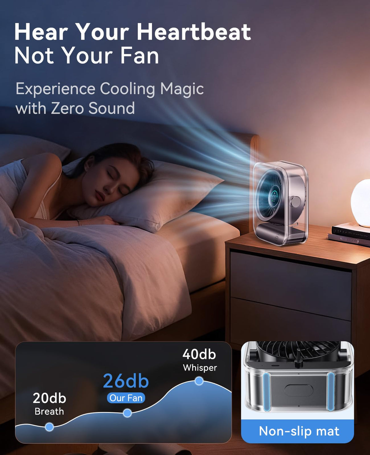 DIGIX Portable Desk Fan for Bedroom, Rechargeable Small Table Fan with 100 Speeds, 90° Rotation, Turbo Airflow, LED Display, Quiet Personal USB Cooling Fan for Office Home Travel Camping, Black