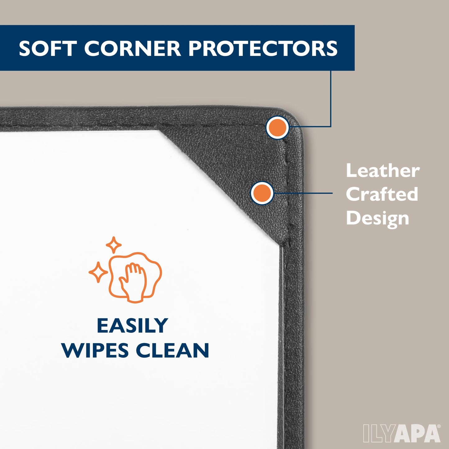 Ilyapa 5 Pack Restaurant Menu Covers 4.25 x 11 - Vinyl Leather Menu Holder, Single Sided Book with Corner Sleeves for Display of Wedding Menus, Weekly Kitchen Specials & Bar Drinks for Table Top