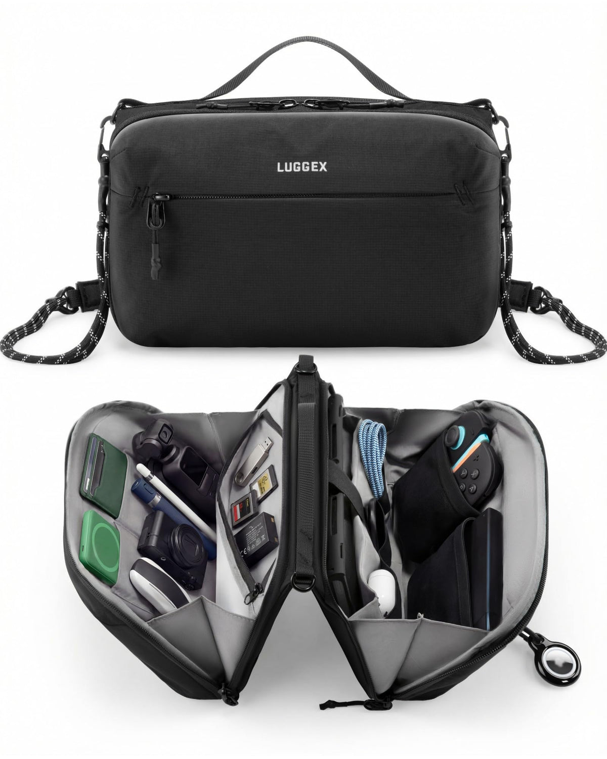 LUGGEX Electronics Organizer Travel Case, CBX01 Tech Bag with Magnetic Closure, Water Resistant Cable Organizer Bag for Business Travel, Tech Pouch for Cords, Chargers, Phone & Gadgets Accessories