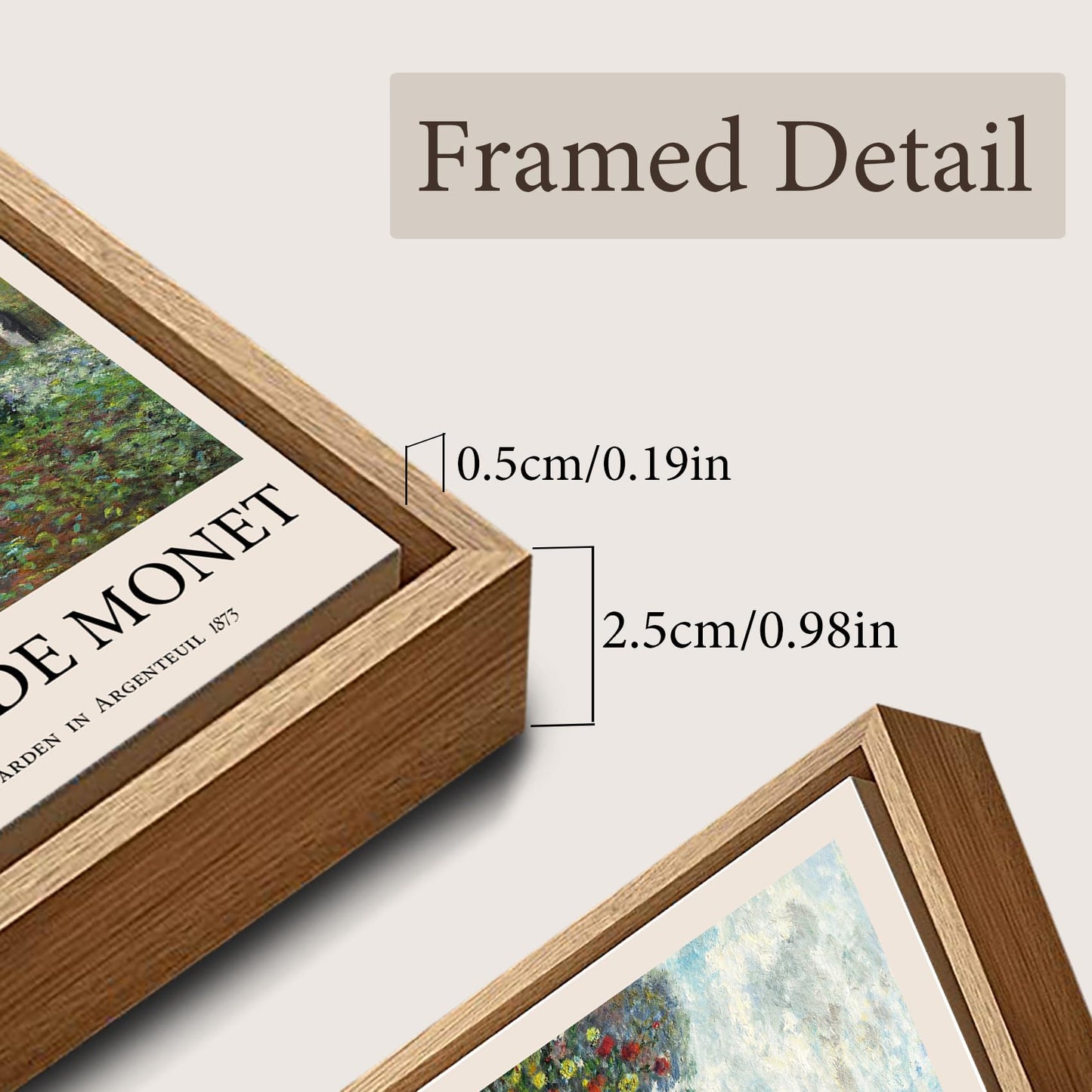 LARAGE Claude Monet Framed Canvas Wall Art,Garden in Argenteuil Famous Oil Painting Pictures,Impressionist Famous Reproductions Artwork for Living Room Office Classroom Wall Decor -12x16in