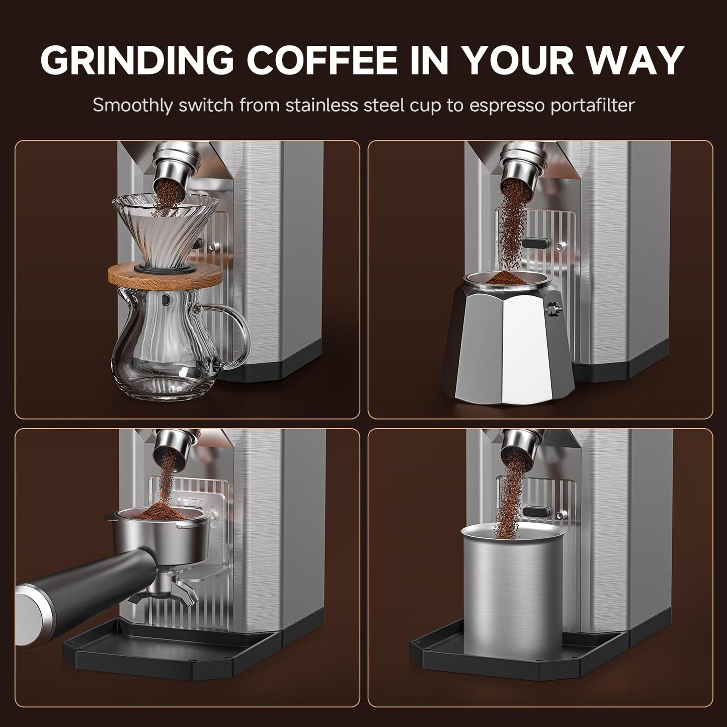 Burr Coffee Grinder with 45 Grind Settings, 40mm Conical Burr, Anti-Static Technology, Touchscreen Control, 300g Bean Hopper, Stainless Steel Body, for Espresso to French Press, Easy to Clean