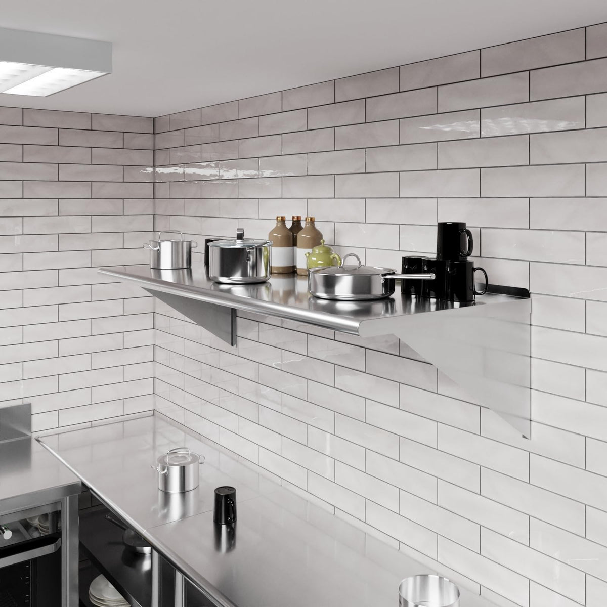 AmGood 24 in. x 60 in. Stainless Steel Wall Shelf | NSF | Metal Shelving | Garage, Laundry, Storage, Utility Room | Restaurant, Commercial Kitchen