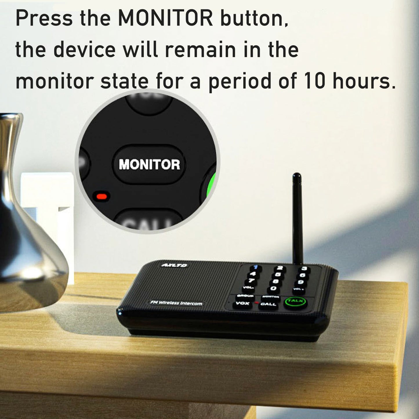 Generic Wireless Intercom System, 3 Units Set Intercoms for Home House Business Office Audio Intercom Communication, 10 Channel, 2 Mile Range 3 Stations with Monitor Function