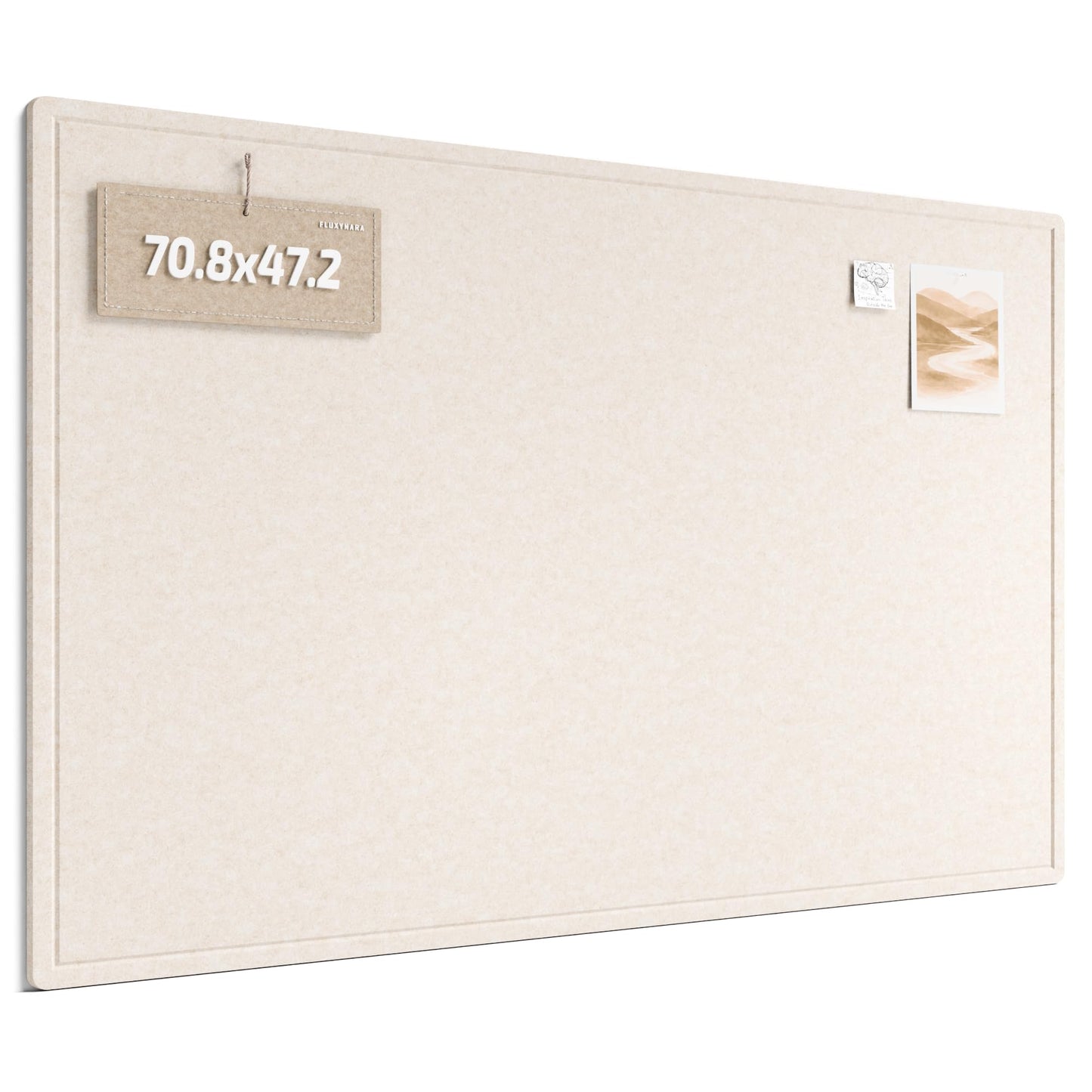 Fluxynara Large Bulletin Board, 70.8" x 47.2" Cork Board Alternative with 48 Safe Removable Adhesive Tabs, Foldable Felt Pin Board for Home Office, Classroom, Bedroom,Entryway for Walls—Oatmeal
