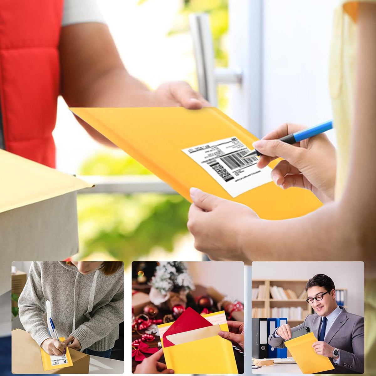 skardeco Kraft Bubble Mailers 4x7inch 100Pack Yellow Self-Seal Padded Envelopes Bubble Opaque Padded Mailers Shipping Bags for Small Businesses to Package and Mail Jewelry, Electronic Products