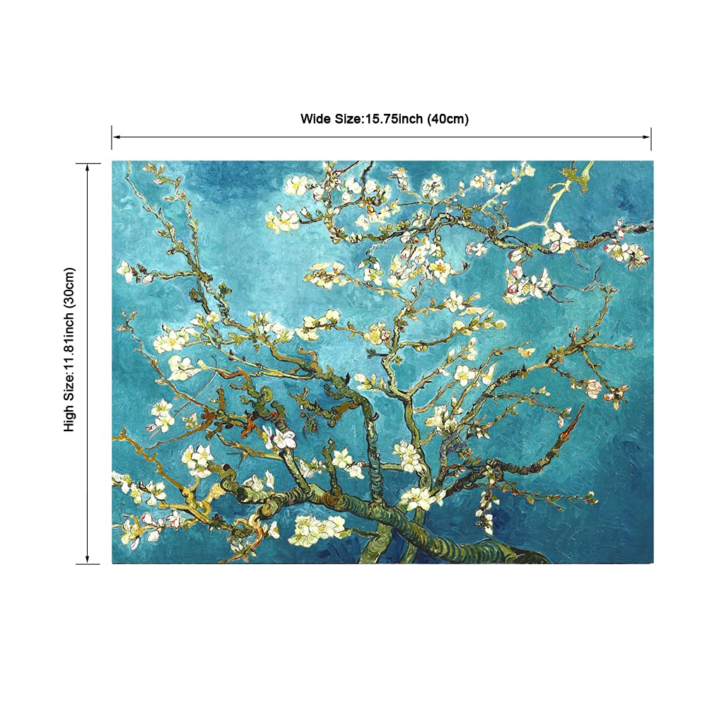 Pyradecor Modern Almond Blossom Famous Oil Paintings Reproduction Canvas Prints by Van Gogh Floral Pictures on Canvas Wall Art for Bedroom Home Office Decorations