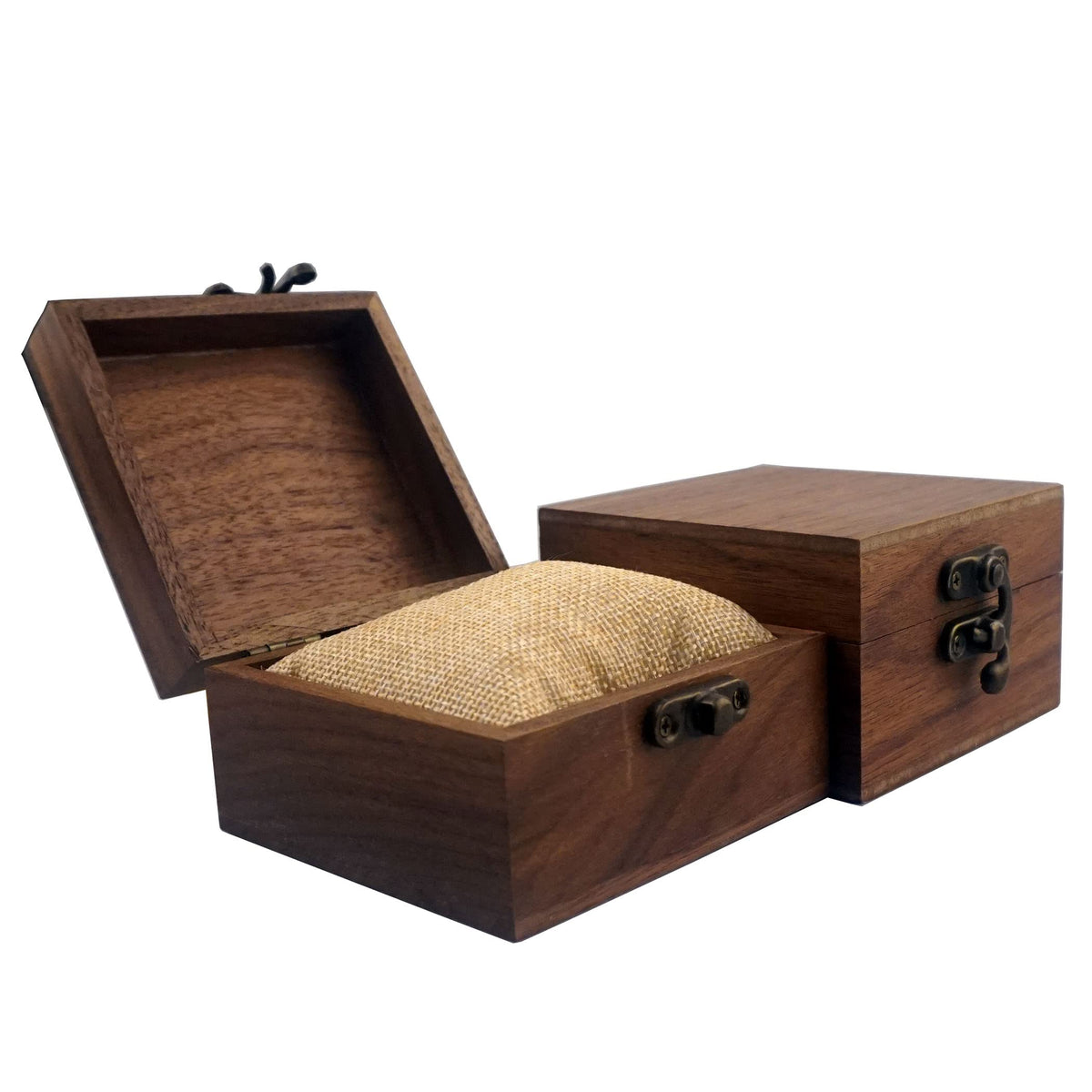 LONMAIX 2PCS/PACK Walnut Wood Box for Crafts, Jewelry Box and Watch Box Wooden Keepsake Box Gift (Walnut Box-2PCS/PACK)