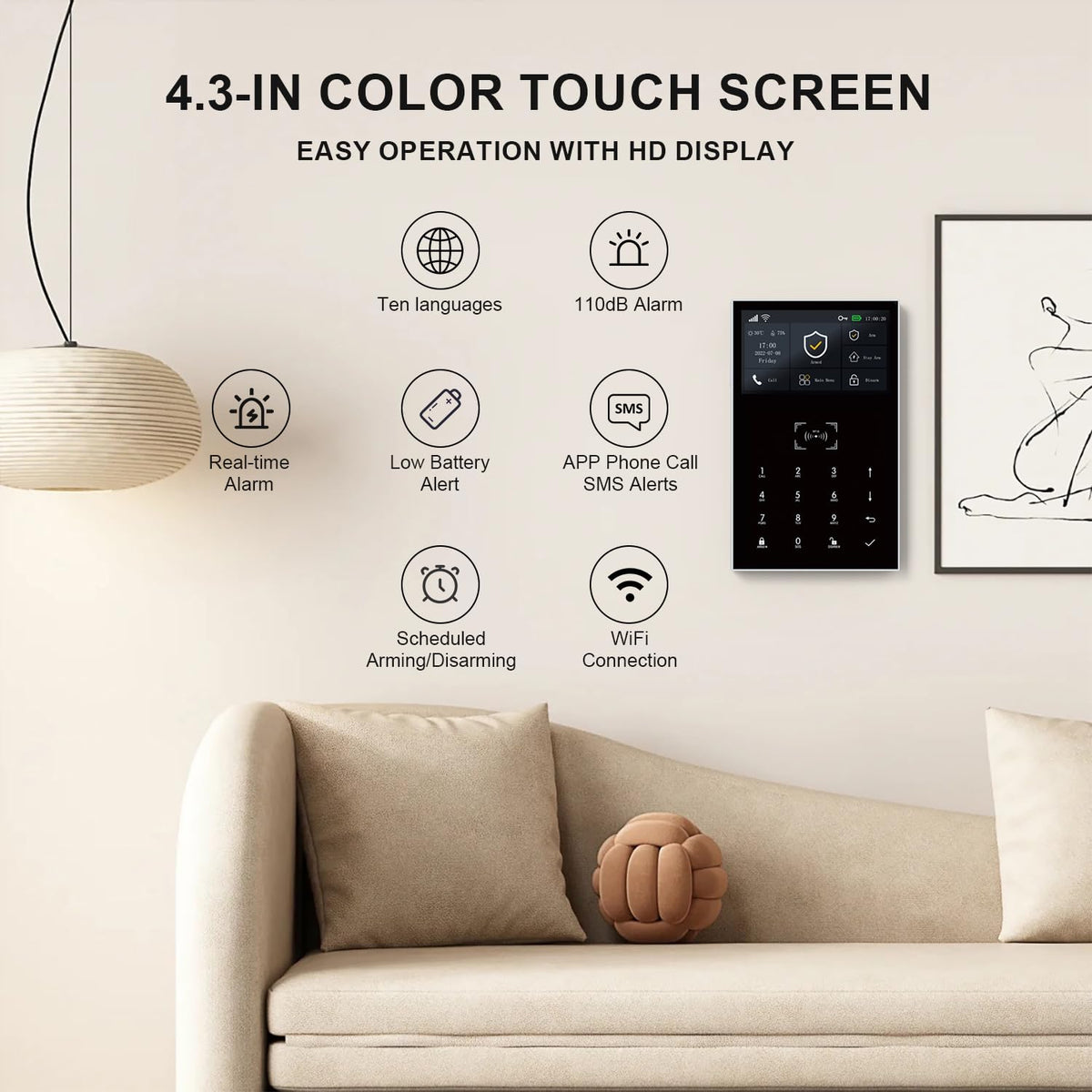 PGST 2026 Home Alarm System,120dB Alarm System with WiFi+GSM/4G & Real-Time APP Alert,Easy to Install Door/Window Motion Alarms Sensors,for Apartment,Kids Safety,Office NO Monthly Fees