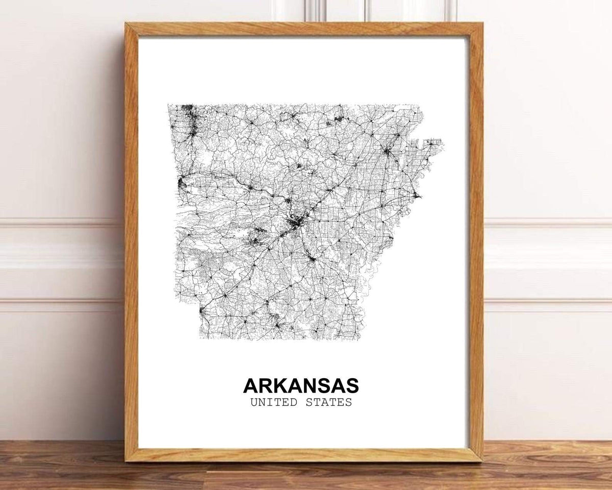 Eleville 11X14 Unframed Arkansas United States Country View Abstract Road Modern Map Art Print Poster Wall Office Home Decor Minimalist Line Art Hometown Housewarming wgn163