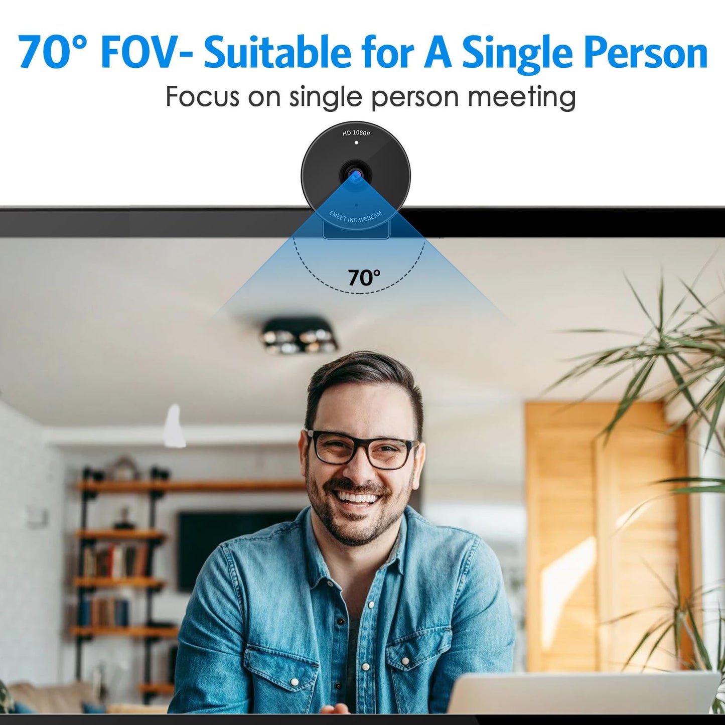 EMEET C950 1080P Webcam - USB Webcam with Microphone & Physical Privacy Cover, Auto Light Correction, Fixed Focus, USB Plug & Play, Ultra Web Cam w/ 70°View for Meeting/Online Classes/Zoom/YouTube