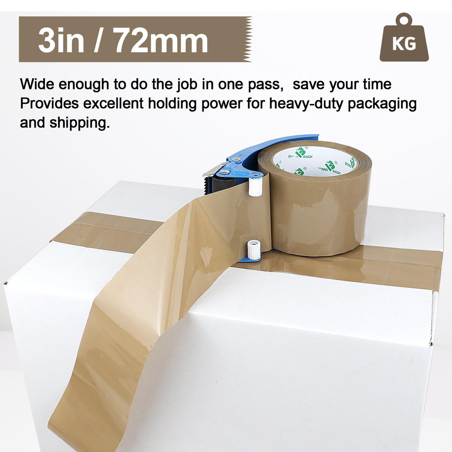 BOMEI PACK Brown Packing Tape 3 inch Wide, 12Rolls Heavy Duty Brown Packing Tape Refills Rolls for Moving Boxes, Shipping and Storage, 2.7 Mil x 60 Yards