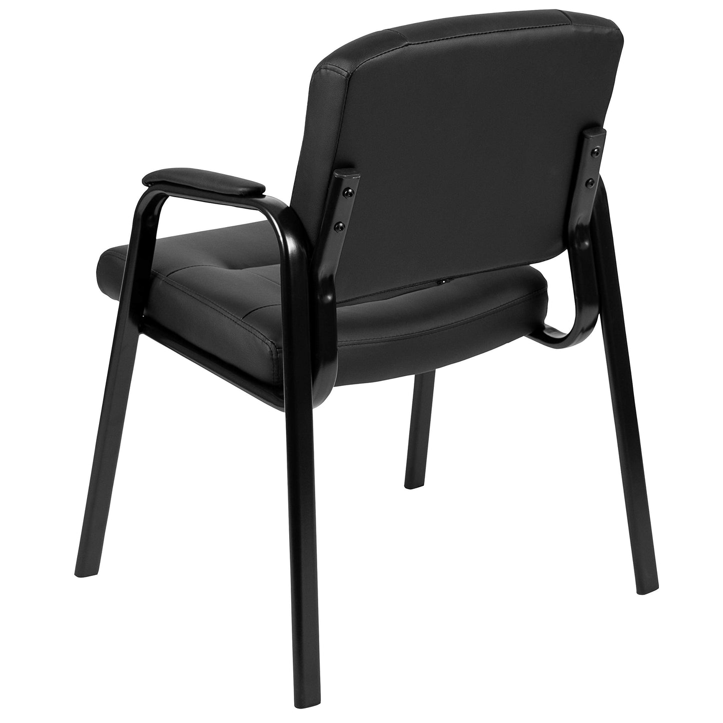Flash Furniture Darwin Flash Fundamentals LeatherSoft Executive Reception Chair, Modern Tufted Lounge Chair for Living Room or Office, Black