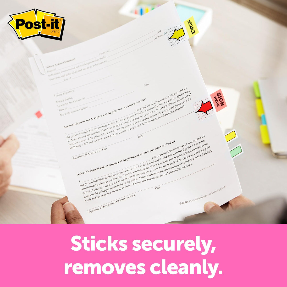 Post-it Message Flags, Sign Here 1 in. x 1.7 in., One Dispenser with 200 -Count Red Sticky Tabs Per Dispenser, Removable Page Markers to Mark Tax, Real Estate, and Legal Documents (200 Flags Total)