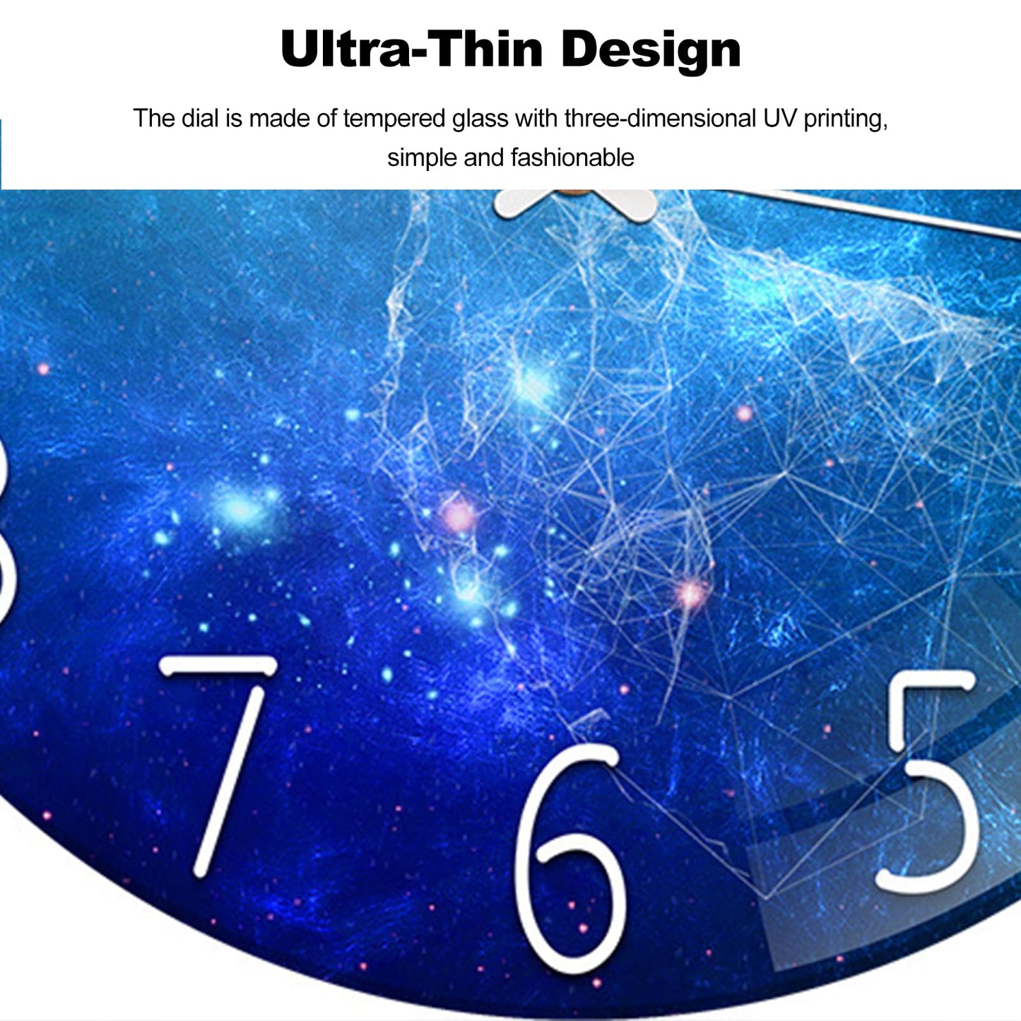 Ergocar Glass Wall Clock Silent Scanning Mechanical Round Glass Wall Clock, Suitable for Living Room, Kitchen, Office.