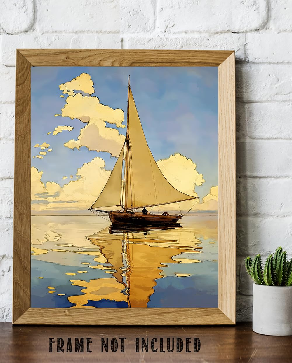 Sailing at Sunset Painting - 11x14 Unframed Poster - Seascape Art for Beach House, Vacation Home, and Nautical Decor - For Yacht Clubs, Sailing Enthusiasts, Man Cave, Home Office, and Living Room