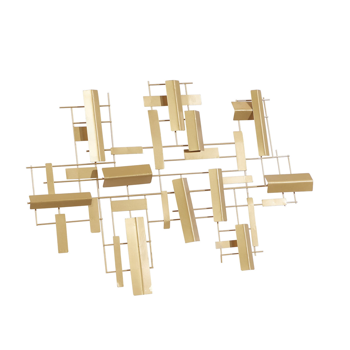 CosmoLiving by Cosmopolitan Metal Geometric Home Wall Decor 3D Stripe Wall Sculpture, Wall Art 36" x 1" x 23", Gold
