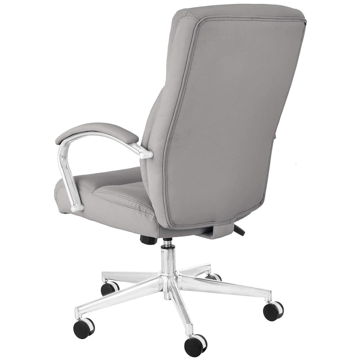 Amazon Basics Executive Desk Chair with Easy Assembly, Adjustable Height, 275lb Capacity, Wide Oversized Cushion, 29.13"D x 25.2"W x 43.11"H, Grey Bonded Leather