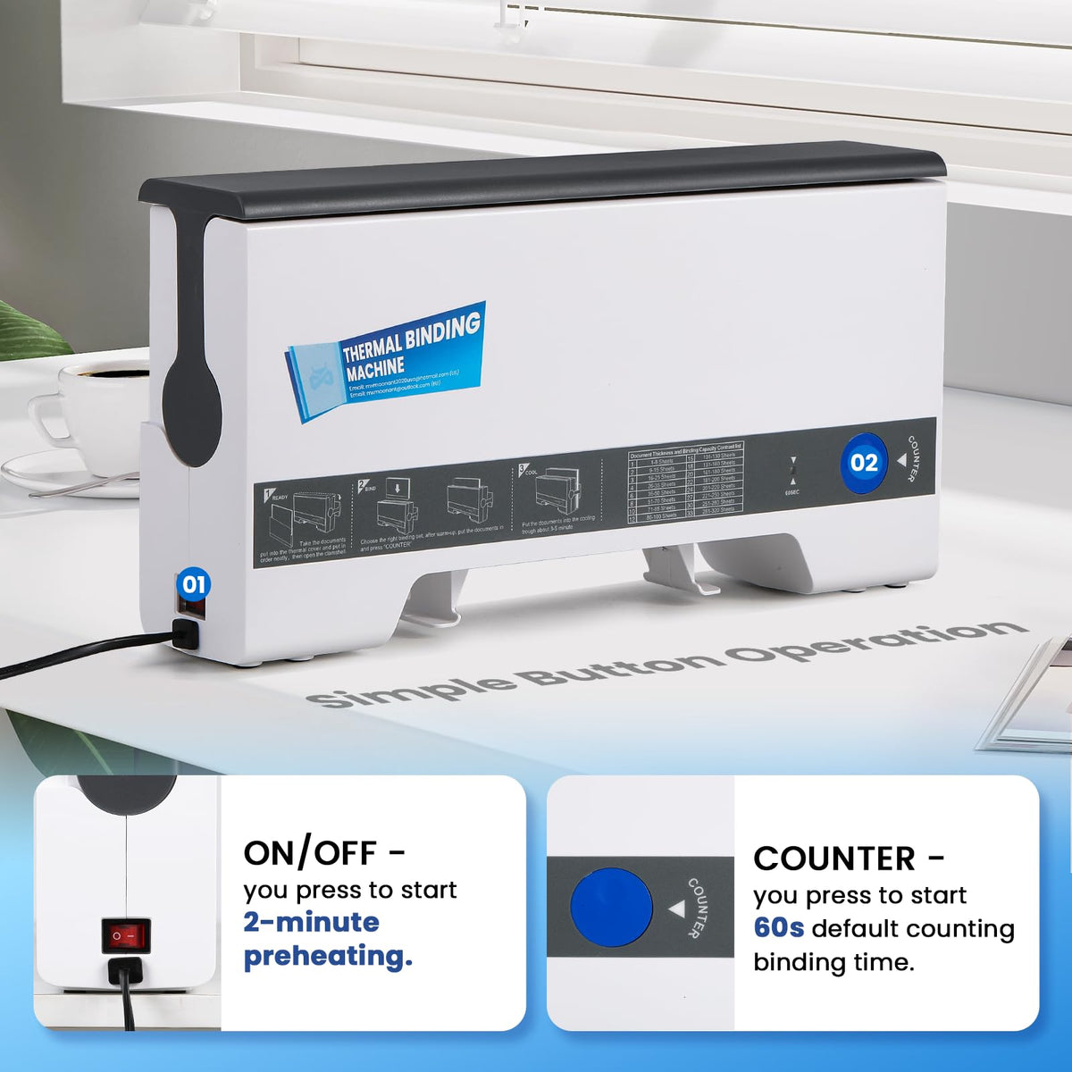 Mxmoonant Thermal Binding Machine, Max.320 Sheets for A4 A5, Compact with Cooling Position, Plus 5 Binding Covers(Letter Size), Ideal for Offices, Schools, and Home Projects