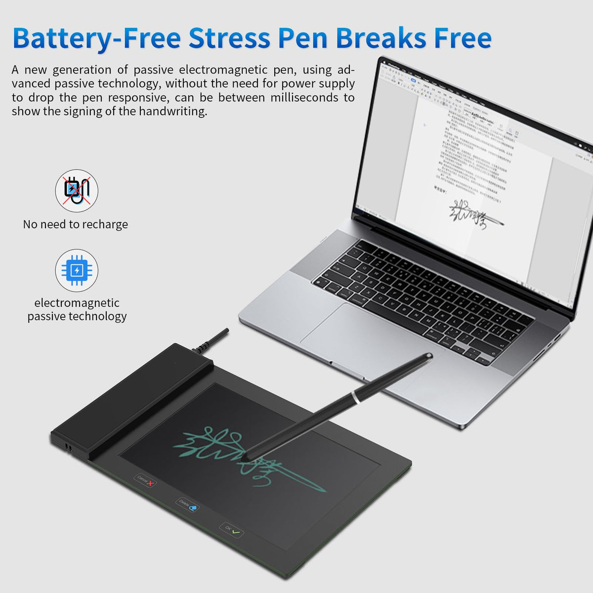 Visualible Signature Pad E-Signature on Word, Excel, PowerPoint and PDF with Timestamp 6x4 Inch Writing Area with Battery-Free Stylus Pen Suitable for Windows