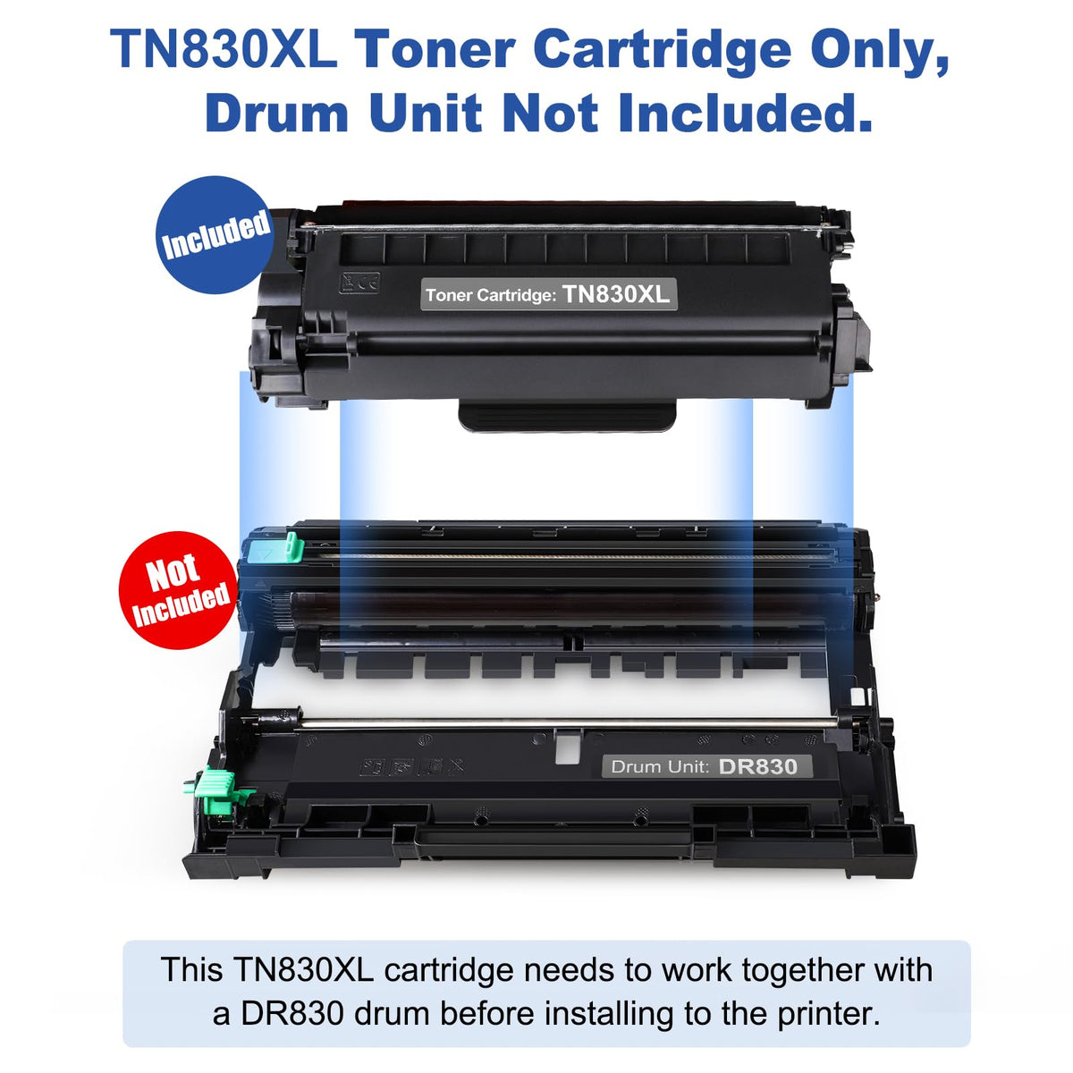 TN830XL Black Toner Cartridge Ink for HL-L2460DW Printer Replacement for Brother TN830 XL TN830 TN-830 Toner Set for DCP-L2640DW HL-L2460DWXL HL-L2405W MFC-L2820DW MFC-L2820DWXL, 4PK (with Chip)