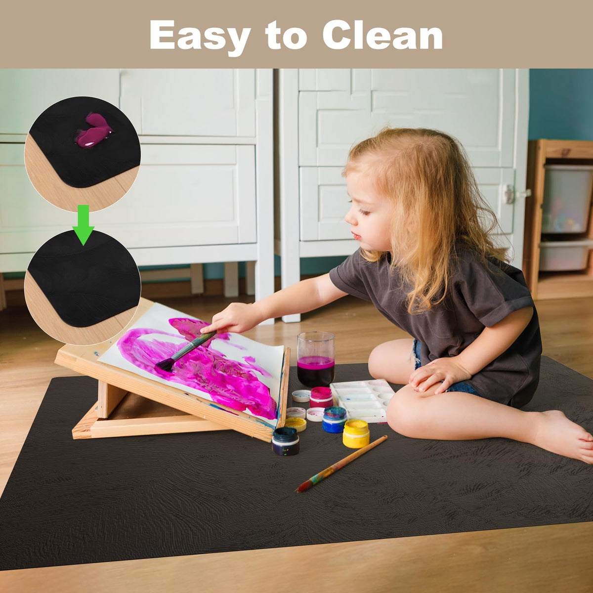 30" x 48" Office Chair Mat for Hardwood Floor, Durable PVC Floor Protector, Black Plastic Mat for Rolling Chairs, Heavy Duty Under Desk Mat for Hard Surfaces