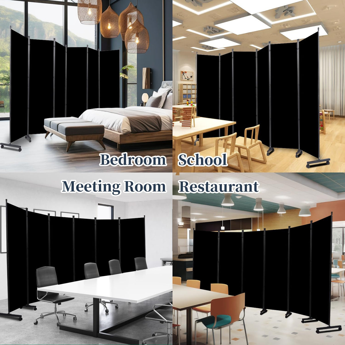 Room Divider Folding Privacy Screens W/Lockable Wheels, 132'' Partition Room Dividers Freestanding Room Divider Fabric Panel for Room Separation Wall Divider Bedroom