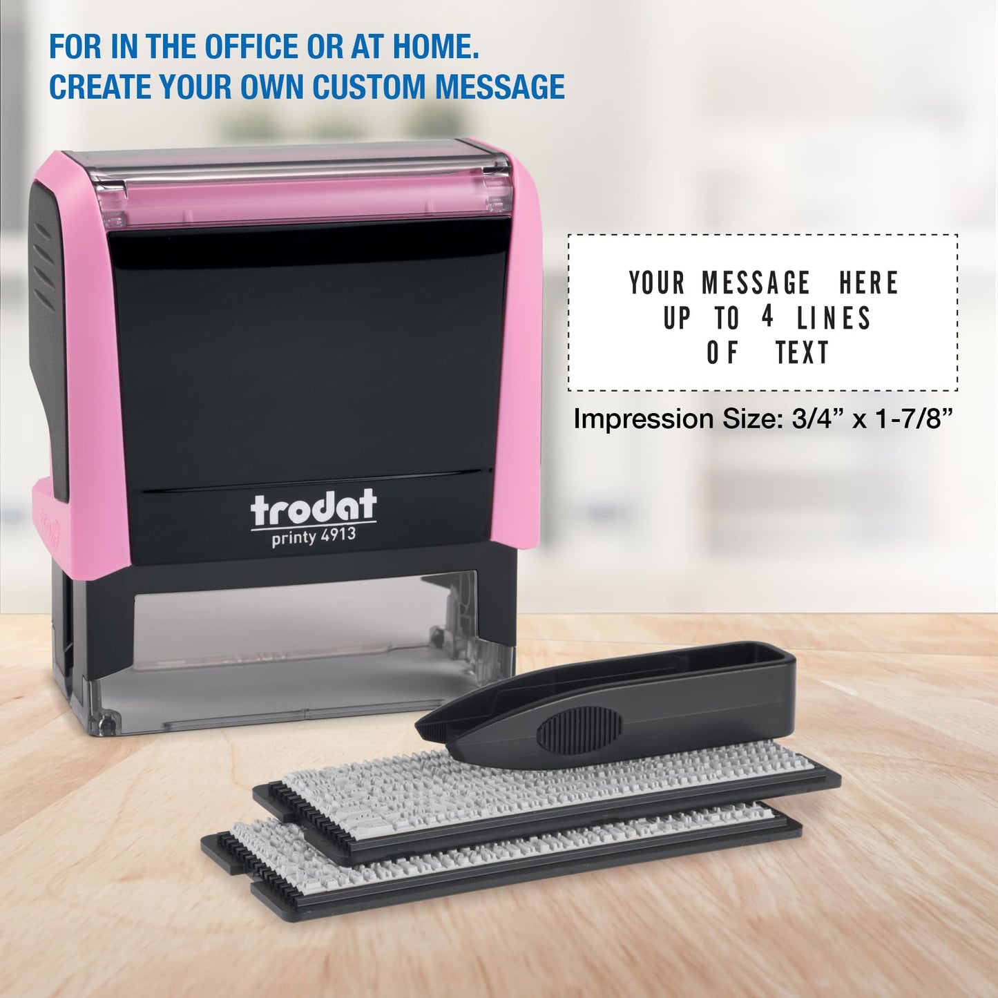 Trodat Printy 4913 Self-Inking Do It Yourself (DIY) 5 Line Personalized Custom Message Stamp with Black Ink (Pink)