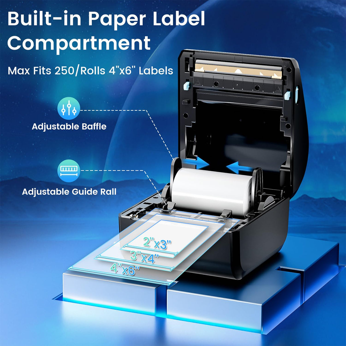 Omezizy Bluetooth Shipping Label Printer 4x6, D450BT Thermal Label Printer for Shipping Packages, Thermal Printers for Small Business, Compatible with Android, iPhone, Windows, macOS, Tiktok, UPS
