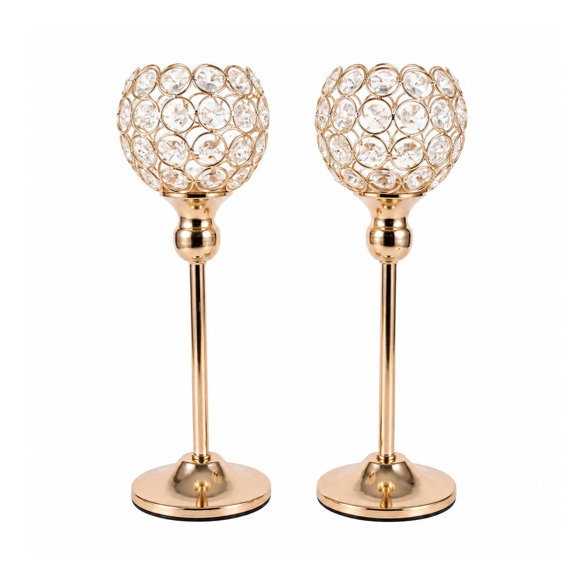 VINCIGANT Gold Crystal Candle Holders Set of 2 for Fireplace Coffee Table Mantle Decor,Wedding Home Halloween Decoration Centerpieces