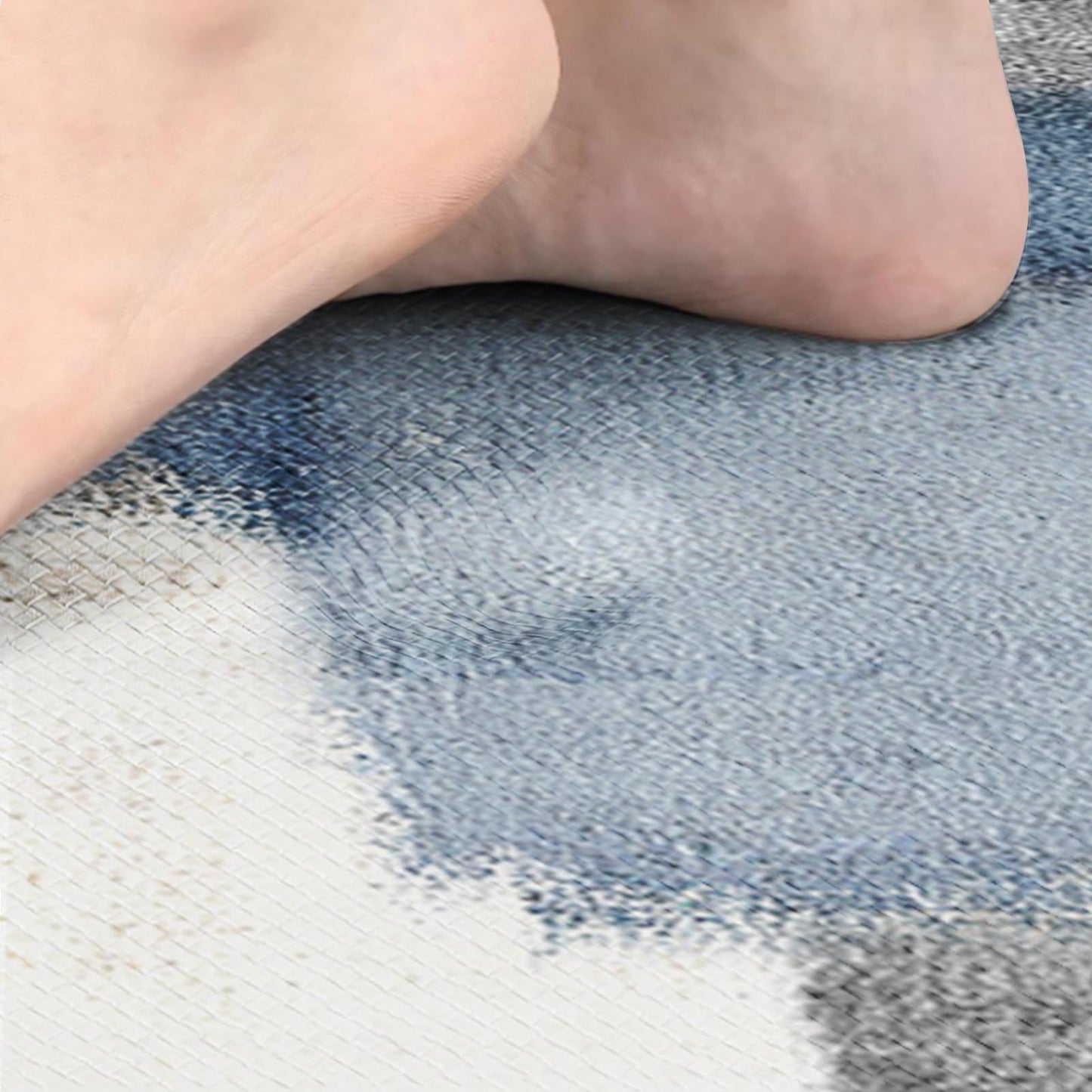Nesphy Anti-Fatigue Blue Grey Kitchen Rug Set of 2 Cushioned Abstract Rug for Floor, Art Standing Mat Waterproof Non-Slip Mat PVC Ergonomic Comfort Foam Kitchen Decor