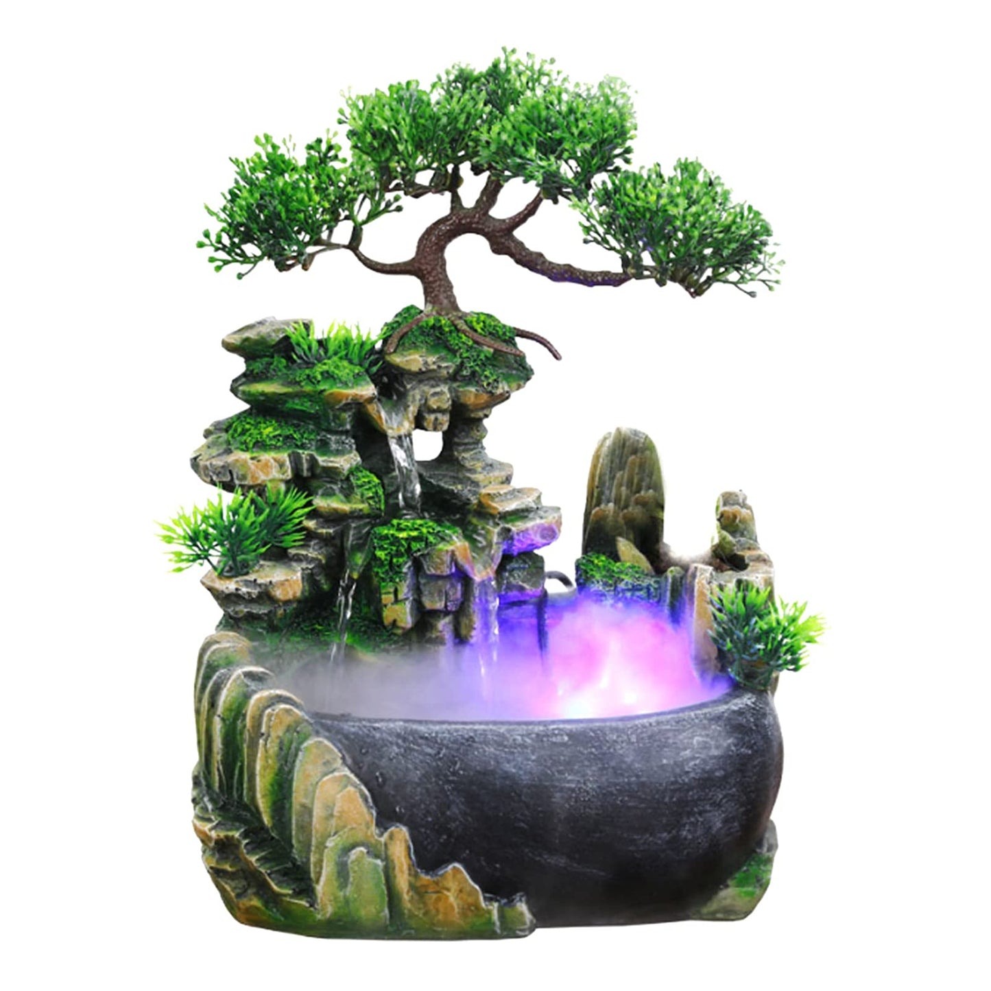 TOPINCN Rockery Stream Tabletop Fountain, Zen Meditation Indoor Waterfall Feature with Automatic Pump and Switch, Desktop Fountain for Home Office Bedroom Decoration