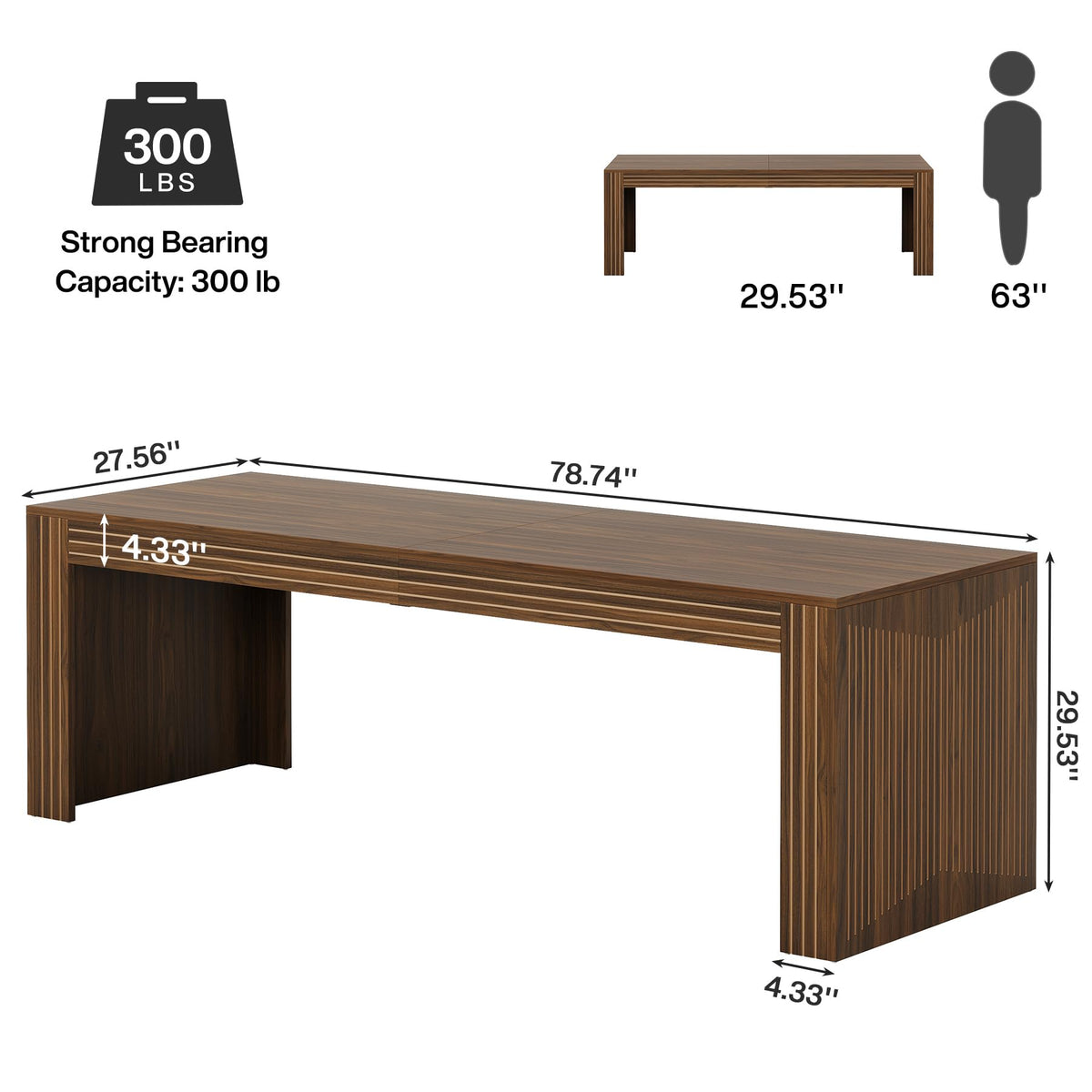Tribesigns 79-Inch Extra Long Desk, Two Person Double Desk for Home Office, Wooden Long Computer Desk Writing Table for Office, Dark Brown