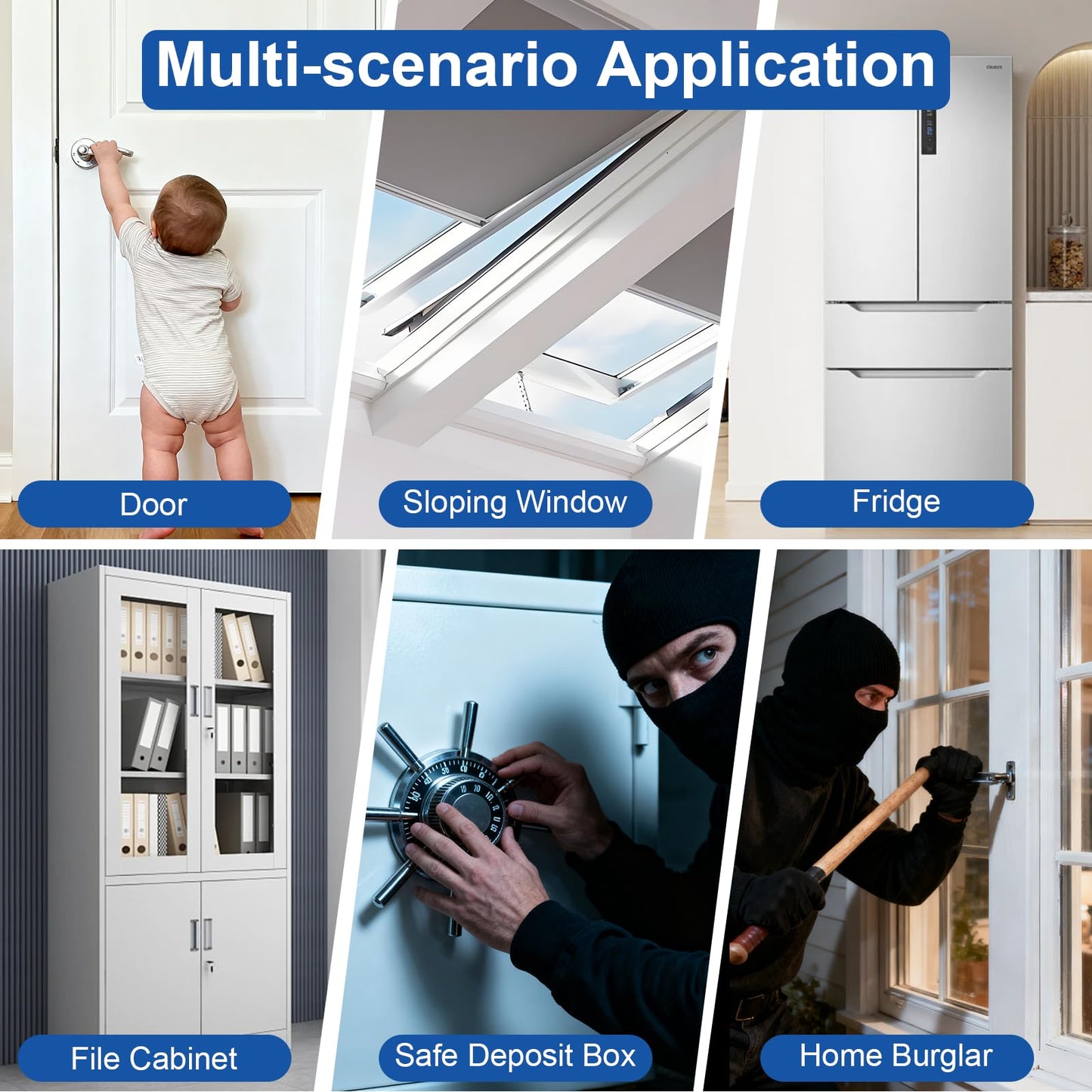 WARROXIDE WiFi Door Window Alarm, Smart Contact Sensor with APP Alerts & Sound Light Alarm, DIY Home Security System for House, Apartment, Office (Battery Not Included)