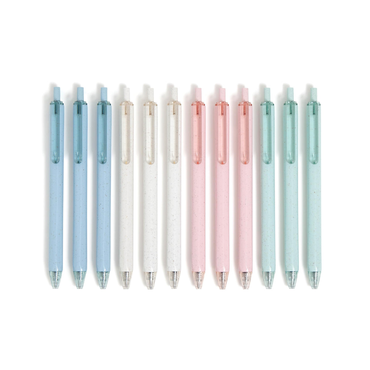 U Brands U-Eco Recycled Gel Click Pens, Set of 12, Pastel Speckle, Medium (0.7 mm) Point, Black Ink