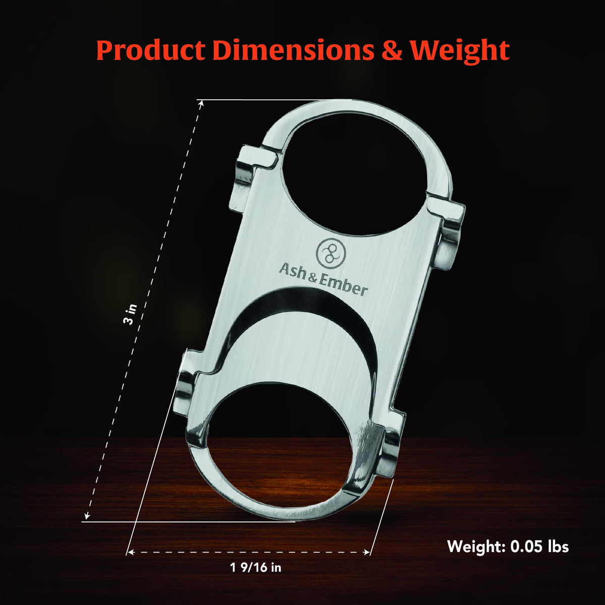 Guillotine Cigar Cutter – Premium Guillotine Cigar Cutter with Stainless Steel Finish, Dual-Ring Ergonomic Grip, Compact Travel-Friendly Design, PU Leather Pouch, Gift-Ready Box – Ash & Ember
