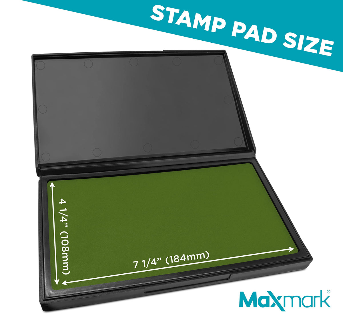 MaxMark Large Premium Olive Green Ink Stamp Pad - 4-1/4" by 7-1/4" - Premium Quality Felt Pad