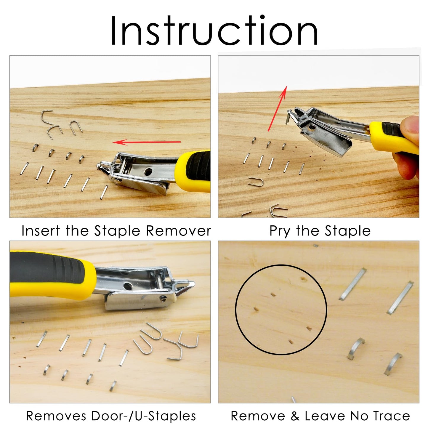 GEARLINTON Staple Remover Heavy Duty Staple Puller, Upholstery Tool Industrial Staple Remover for Furniture, Floor, Carpet, Carton (3 Pack, Yellow)
