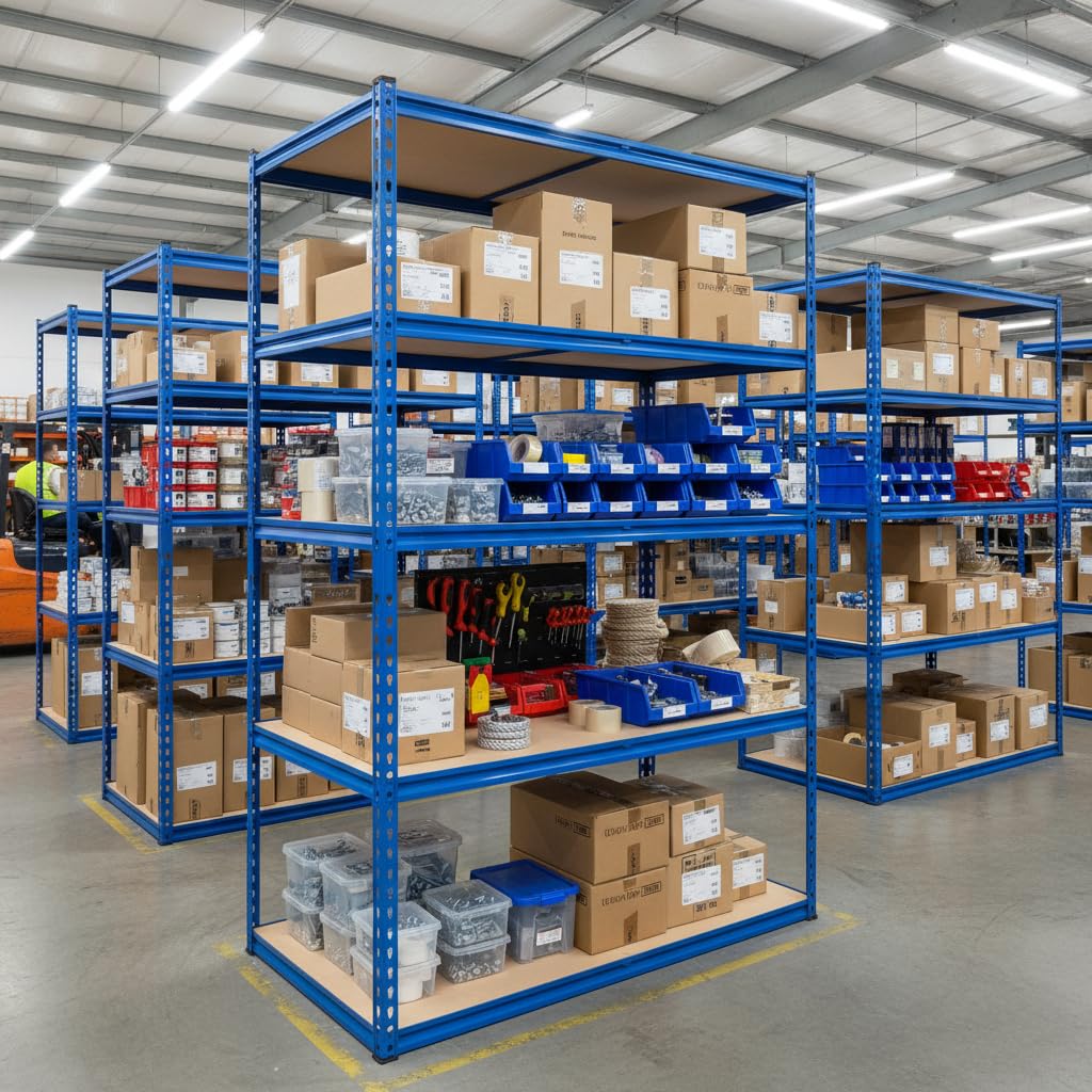 MERXENG 2500LBS Heavy Duty Garage Shelving, 5-Tier Adjustable Storage Shelves, Industrial Metal Rack Unit for Warehouse, Pantry, Garage Organization, 48" W x 24" D x 71" H, Blue