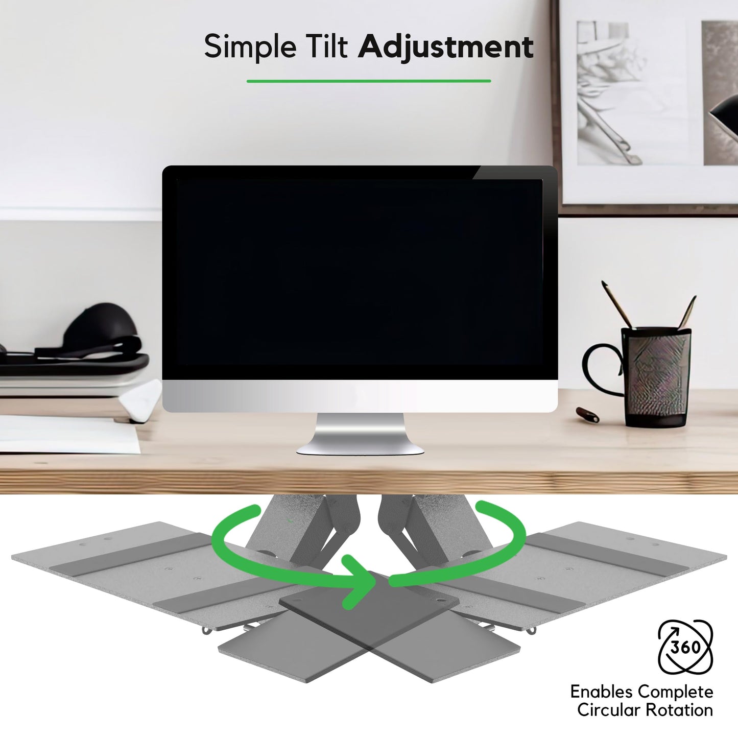 KT1 Ergonomic Keyboard Tray Under Desk - Under Desk Keyboard Tray Slide Out with Adjustable Height and Tilt - Easy to Slide and Swivel 360 Degree - Keyboard Drawer with Adjustable Mouse Pad