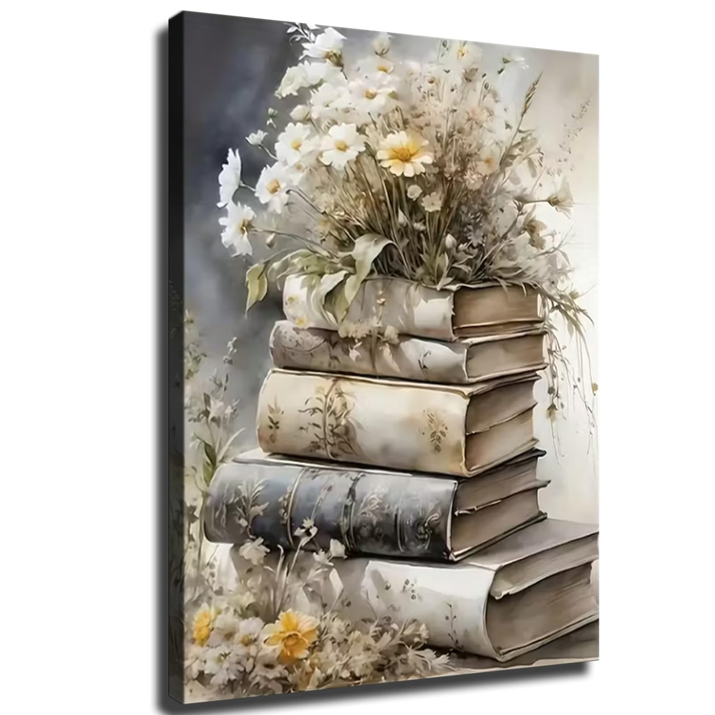 1pc of Artwork Featuring Inspirational Book Flower Art on Canvas, Suitable for Posters And Wall Decoration in Bathrooms, Living Rooms, Bedrooms, Offices, Dining Rooms, Framed Canvas Wall Art (Framed,16×24inch)