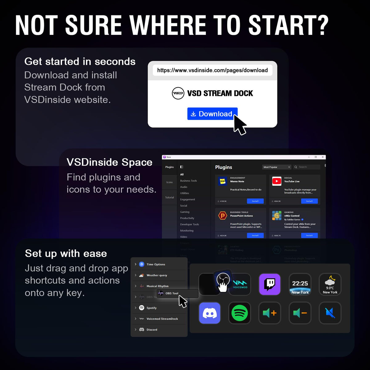 VSDINSIDE Macro Pad, Streaming Deck Stream Controller Soundboard Keypad, Programmable Keys USB Shortcut Keyboard for Gamer Streamer, Audio Mixer for OBS, YouTube, Office Desk Setup, PC, Mac