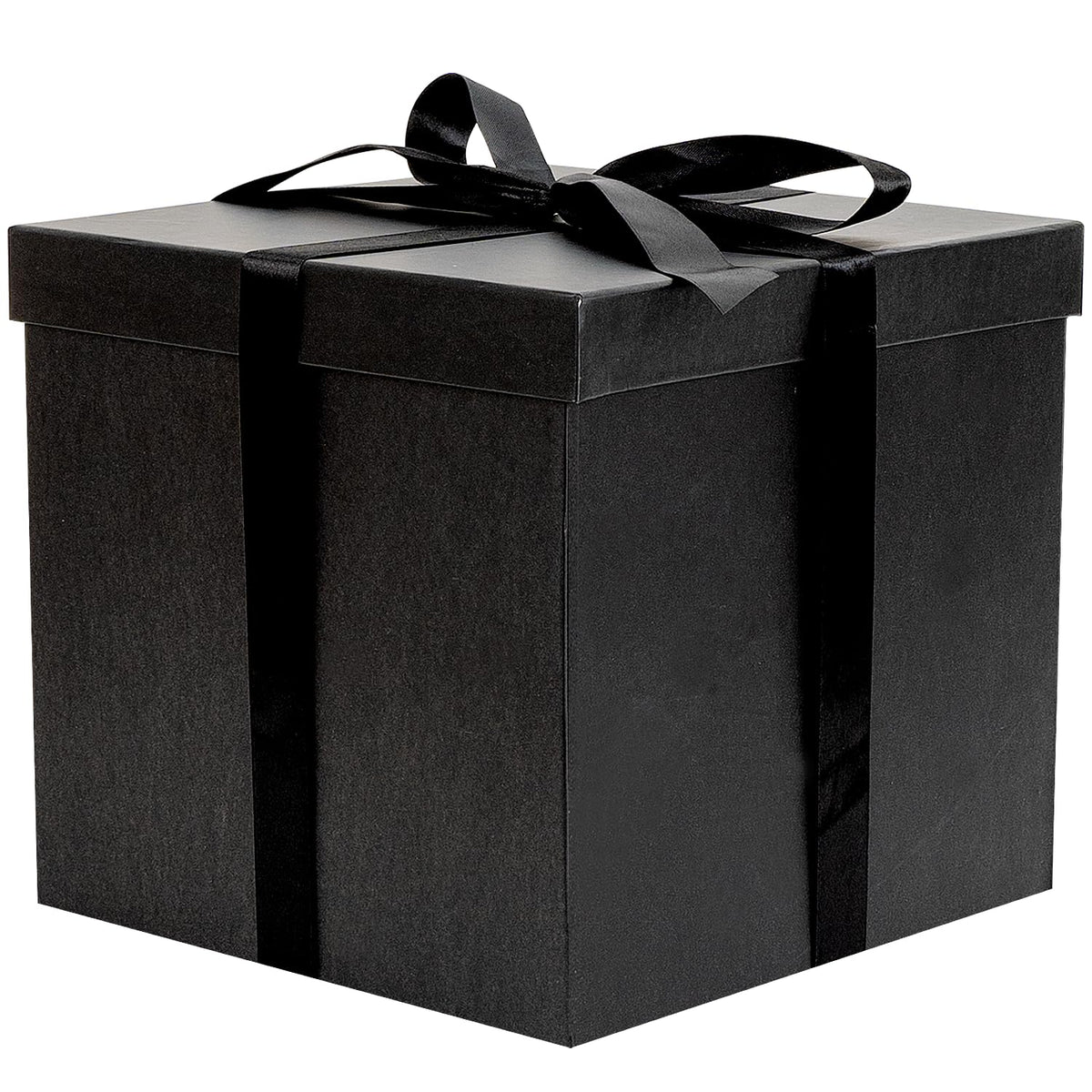 Jaywayang 10" Large Gift Box with Lid and Ribbon, Black Gift Box with Paper Filler for Birthday, Wedding, Valentine's Day, Father's Day, Anniversarry Presents Wrapping.