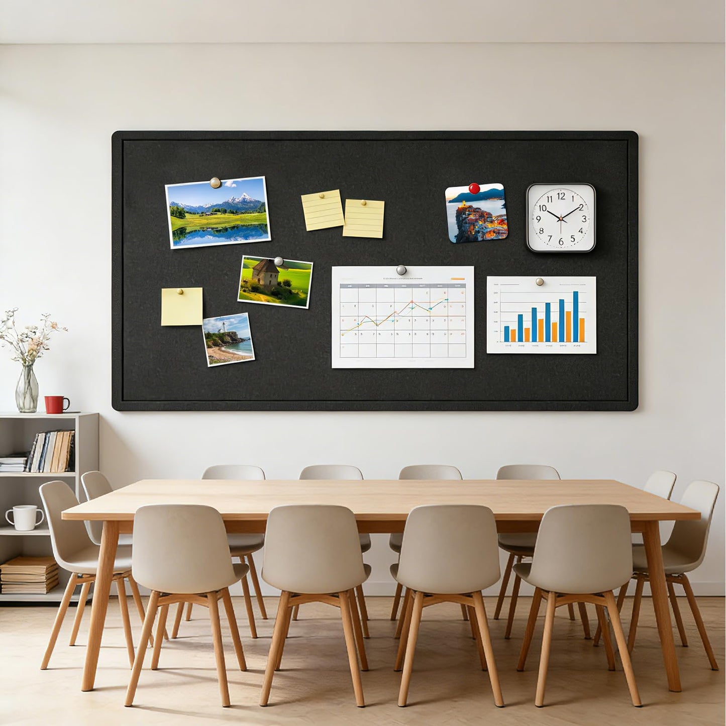 72x48 Inch Large Felt Bulletin Pin Board, Foldable with Pushpins - Black Bulletin Boards, Felt Board for Wall, Big Mood Tack Pinboard