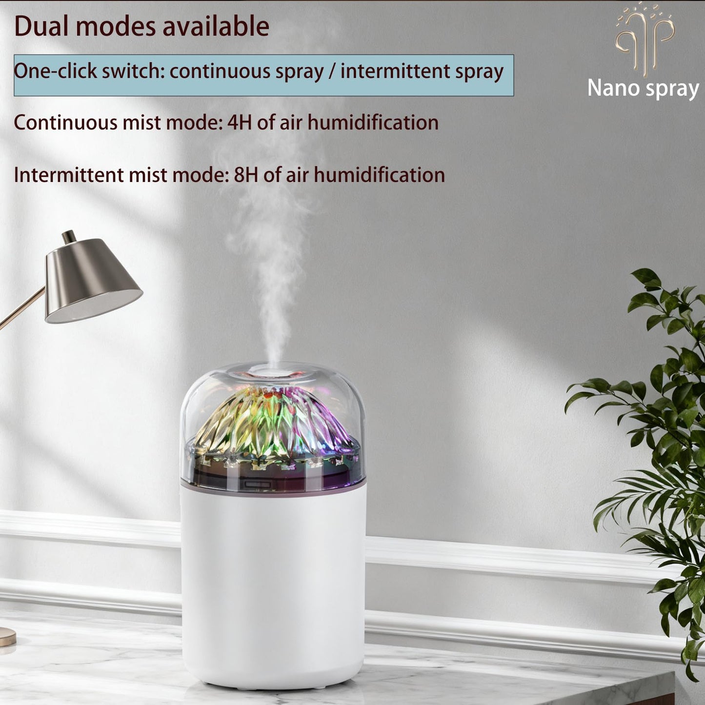 Mini Personal Cool Mist Humidifier-Humidifier for plants with led lights,usb portable air humidifiers ultra-quiet, Suitable for Babies, Kids, Indoor, Bedroom, Office, Car, Travel