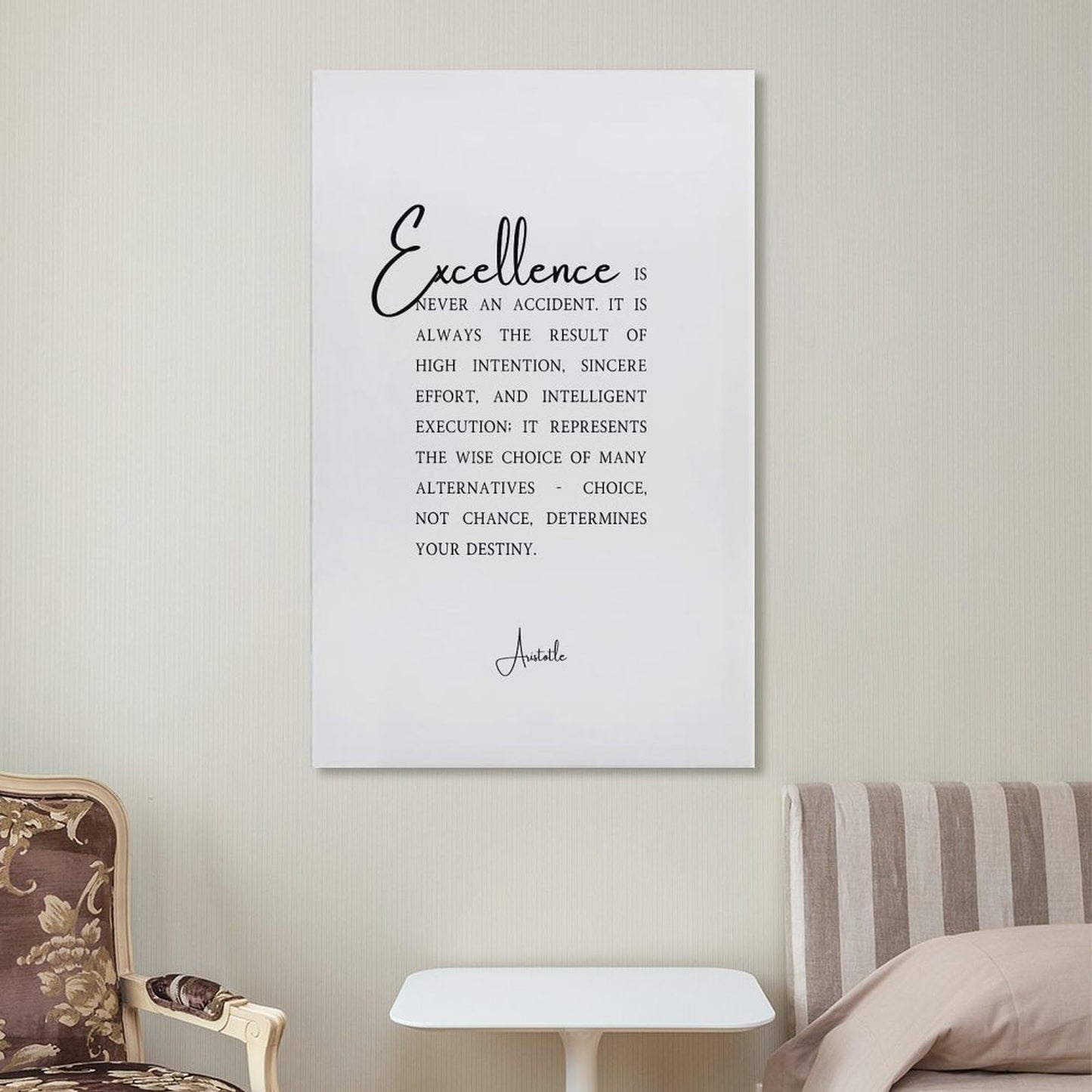 Aristotle Excellence Quote Print Typography Canvas Printing Wall Art Prints Wall Decor Posters Scandinavian Bohemian for Living Room Bedroom Home Office Study Gift 16x24inch(40x60cm)